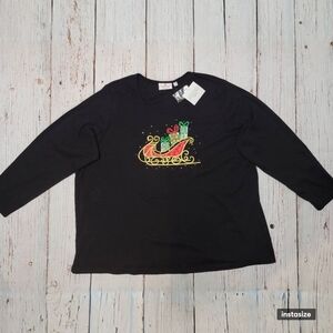 Quacker Factory NWT Sleigh Long Sleeve Top